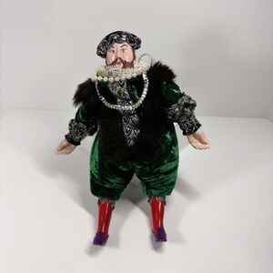 Vintage King Henry Vlll Doll With Porcelain Face Hands Feet Fabric Weighted Body